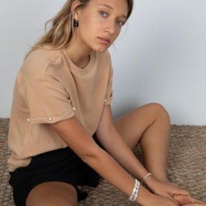 DONNI Pearl Tee - Latte - S - NWT